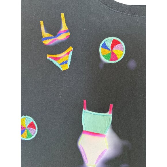 Michael Simon Lite Women's S Black Cotton Maxi Dress Beach Embroidery Summer - Picture 5 of 14